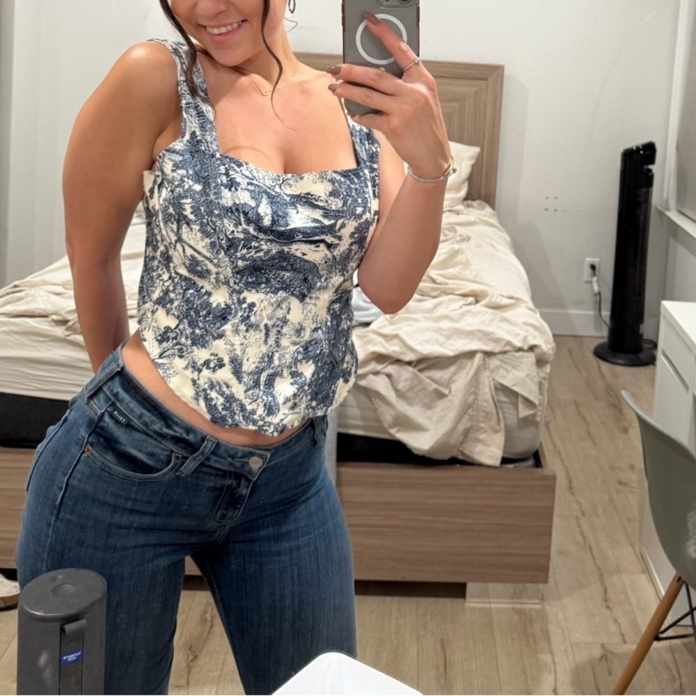 Stylish Blue and White Women's Top
